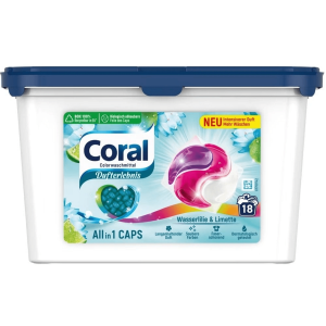 CORAL COLOR skalbimo kapsulės spalvotiems drabužiams, 18 vnt