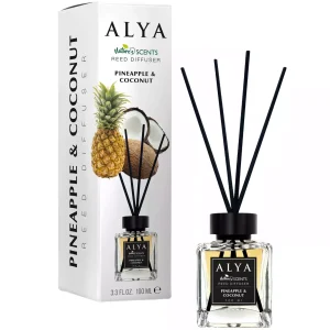 Alya namų kvapo difuzorius „Ananasas ir Kokosas“ 100 ml su mediniais pagaliukais