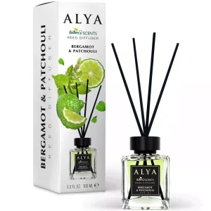 Alya namų kvapo difuzorius „Bergamotė ir Pačiulis“ 100 ml su mediniais pagaliukais