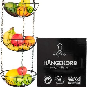 Pakabinamas krepšys Chefarone, 3 lygiai, juodas, 28 cm