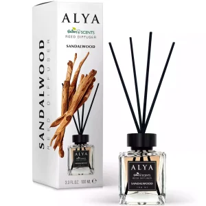 Alya namų kvapo difuzorius „Sandalmedis“ 100 ml su mediniais pagaliukais