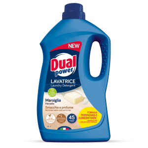 Dual Power „Marseille“ skalbiklis – 1,8 l. Gilus valymas, spalvų apsauga ir gaivus aromatas, iki 40 skalbimų viename butelyje.