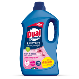 Dual Power „Peach Blossom“ spalvotų audinių skystas skalbiklis, 1,8 l butelis