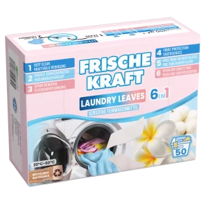 Frische Kraft 6w1 Sensitive skalbimo lapeliai 50 vnt. – ekologiški hipoalerginiai skalbimo lapeliai, visiškai tirpstantys vandenyje
