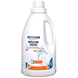 Heitmann balinantis skalbimo skystis baltai tekstilei 500 ml – efektyvi priemonė audinių baltumui ir švarai