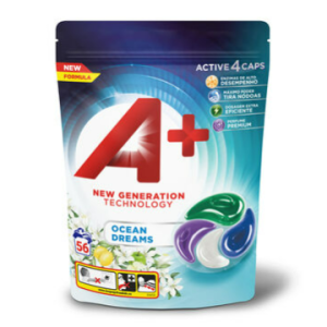 A+ Ocean Dreams skalbimo kapsulės, pakuotė 56 vnt.