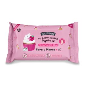 The Fruit Company Pocket Wipes Strawberry Cream – kišeninės servetėlės su braškių ir vanilės kvapu, su alaviju, vitaminu E ir ramunėlėmis
