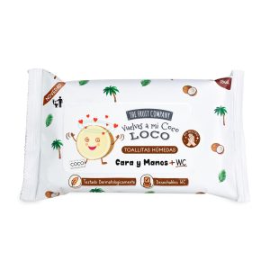 The Fruit Company Pocket Wipes Coconut – kišeninės servetėlės su kokosų, vanilės ir citrusų kvapu, praturtintos alaviju, vitaminu E ir ramunėlėmis