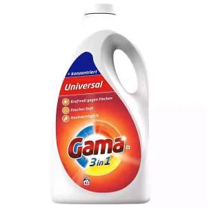 Gama Universal 3in1 skalbimo gelis 3,73 l – iki 83 skalbimų, trigubas poveikis švarai, audinių priežiūrai ir gaivumui