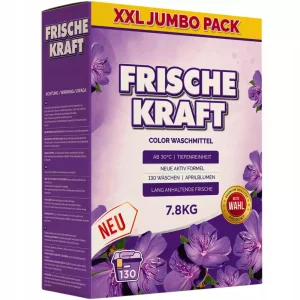 Frische Kraft Color skalbimo milteliai 7,8 kg – ekonomiška pakuotė 130 skalbimų, saugo spalvas ir šalina nešvarumus net žemoje temperatūroje