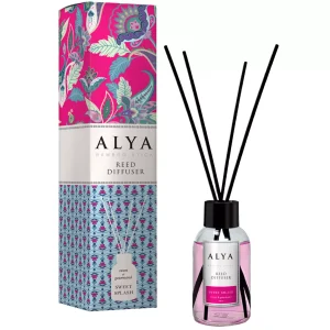 Alya „Sweet Splash“ namų kvapų difuzorius 100 ml – vaisinis-akvatinis kvapas su natūraliomis lazdelėmis.