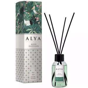 Alya „Exotic Leaves“ namų kvapų difuzorius 100 ml – tropinių lapų aromatas su natūraliomis lazdelėmis.
