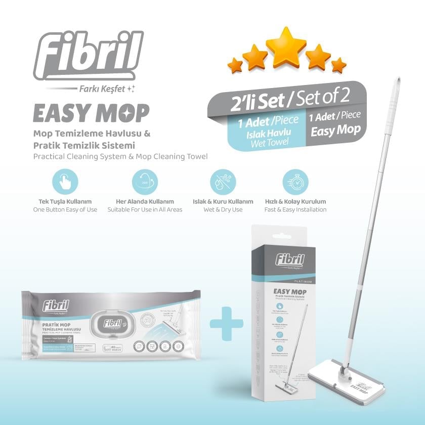 Fibril Easy Mop grindų valymo sistema su servetėlėmis