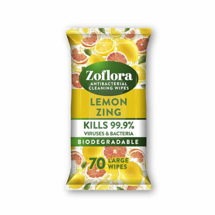 Zoflora Lemon Zing antibakterinės servetėlės 70 vnt