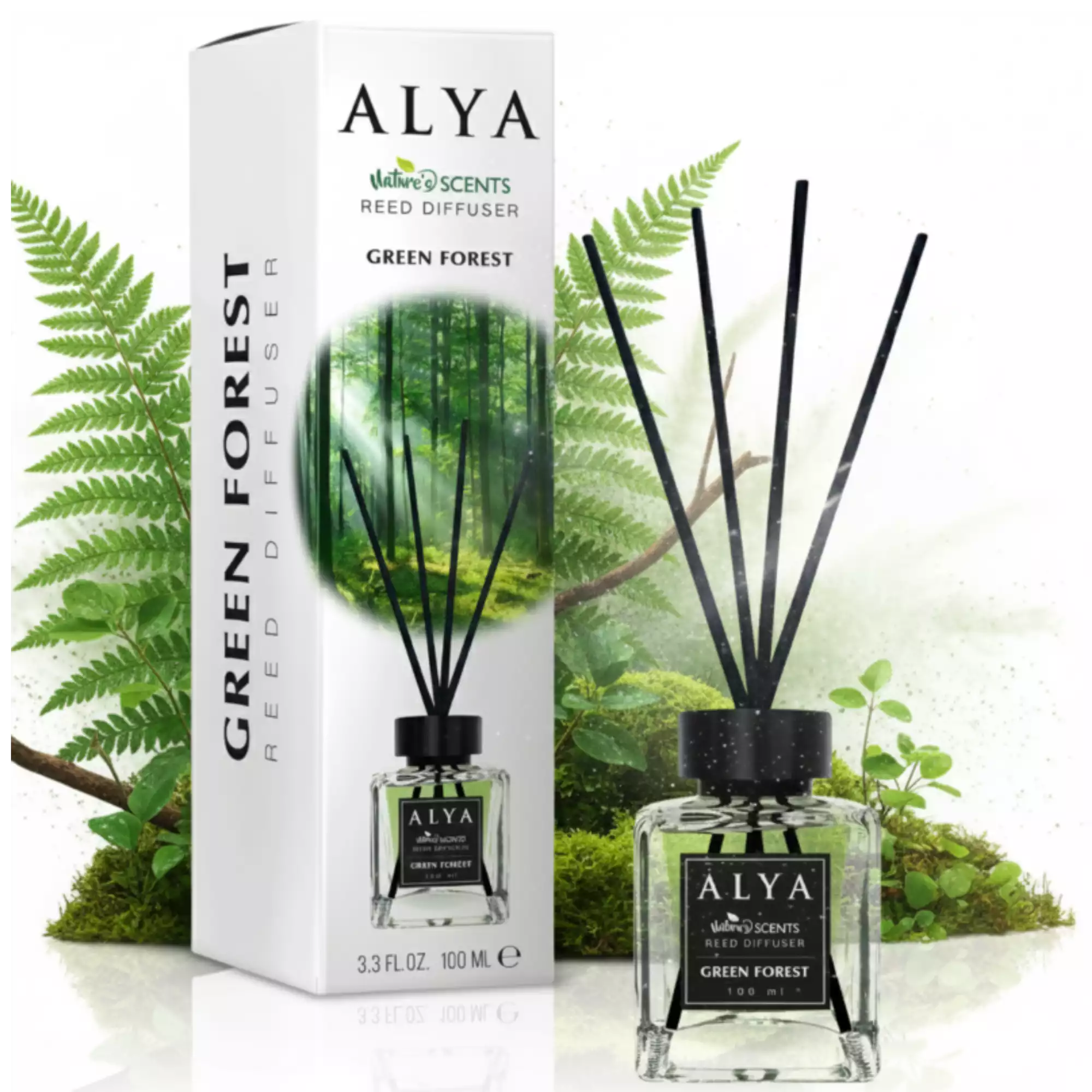 ALYA Nature Scents Green Forest namų kvapas su lazdelėmis 100 ml 🌲🍃