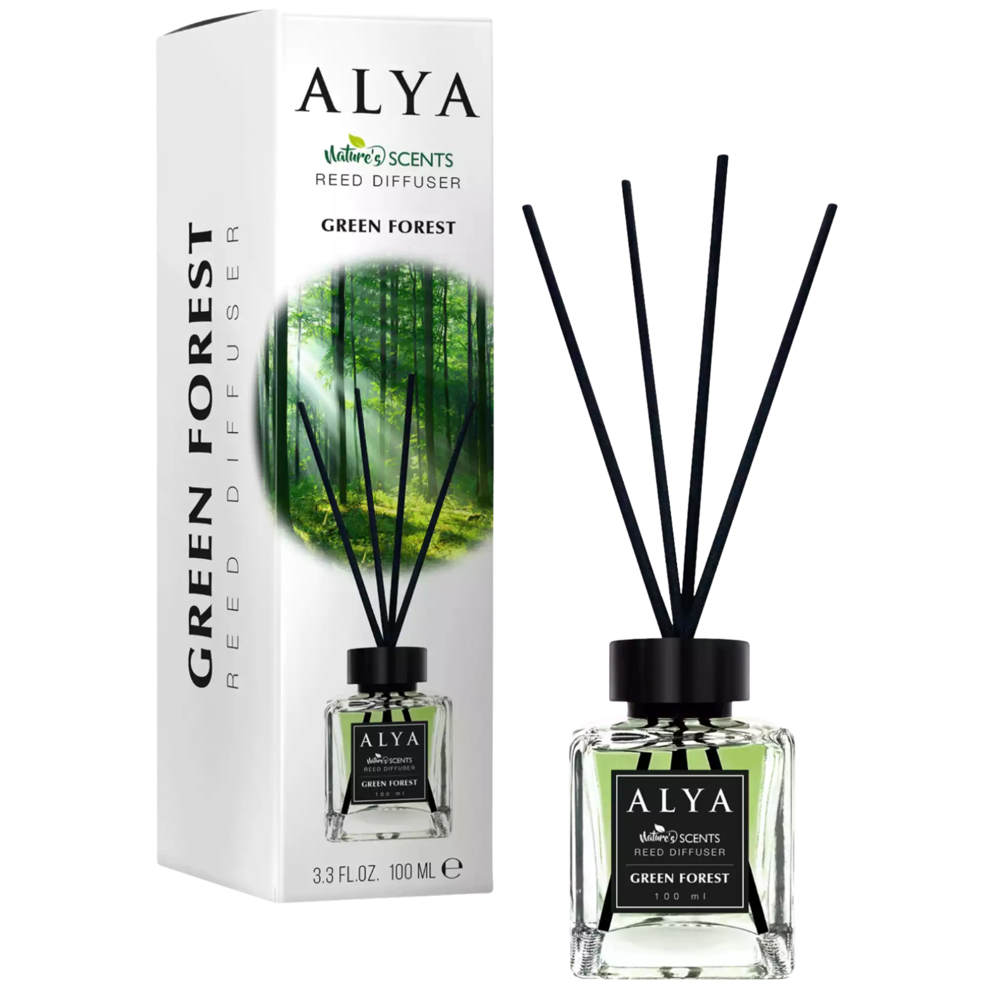 ALYA Nature Scents Green Forest namų kvapas su lazdelėmis 100 ml 🌲🍃